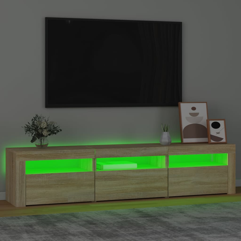 TV Cabinet with LED Lights Sonoma Oak 180x35x40 cm