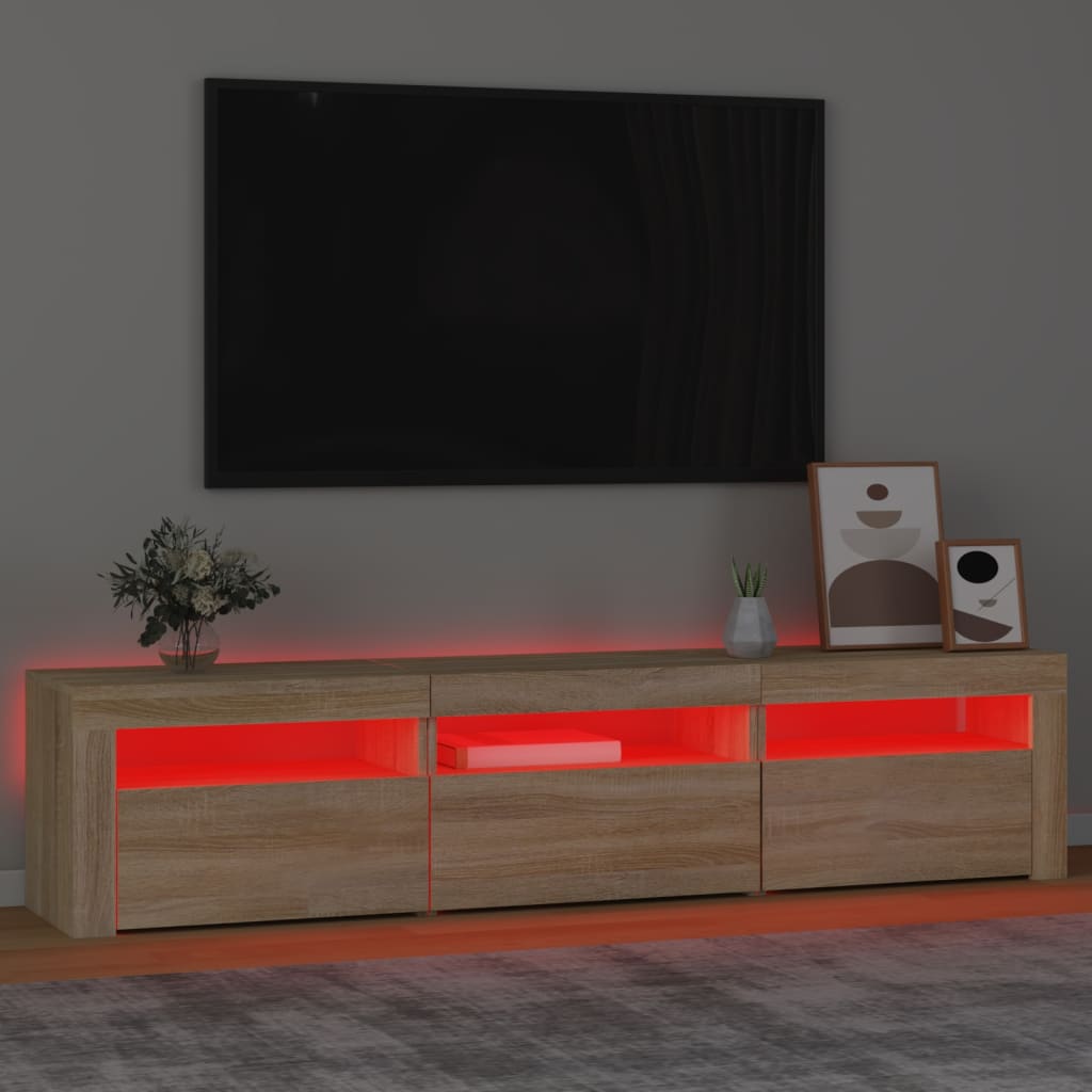 TV Cabinet with LED Lights Sonoma Oak 180x35x40 cm