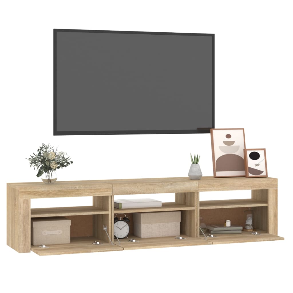 TV Cabinet with LED Lights Sonoma Oak 180x35x40 cm