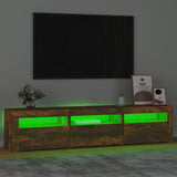 TV Cabinet with LED Lights Smoked Oak 180x35x40 cm