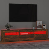 TV Cabinet with LED Lights Smoked Oak 180x35x40 cm