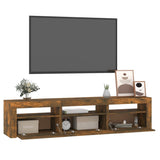 TV Cabinet with LED Lights Smoked Oak 180x35x40 cm