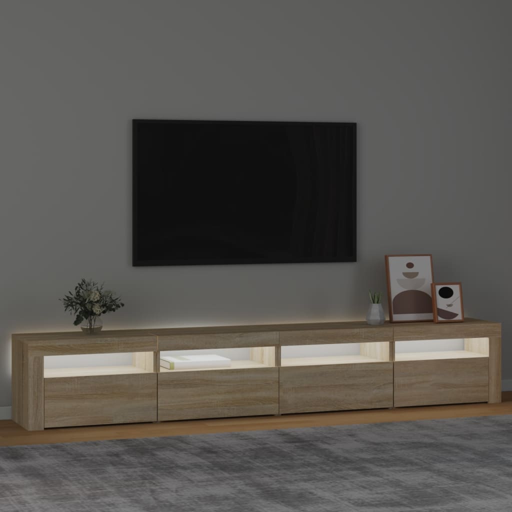 TV Cabinet with LED Lights Sonoma Oak 240x35x40 cm