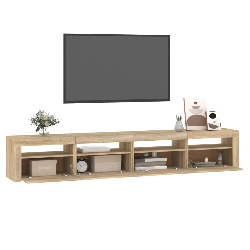 TV Cabinet with LED Lights Sonoma Oak 240x35x40 cm