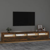 TV Cabinet with LED Lights Smoked Oak 240x35x40 cm