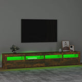 TV Cabinet with LED Lights Smoked Oak 240x35x40 cm