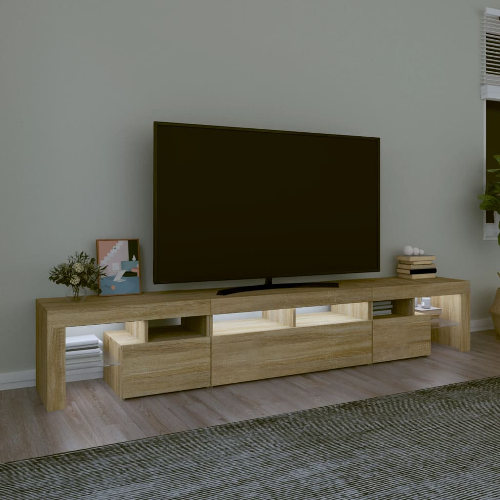 TV Cabinet with LED Lights Sonoma Oak 230x36.5x40 cm