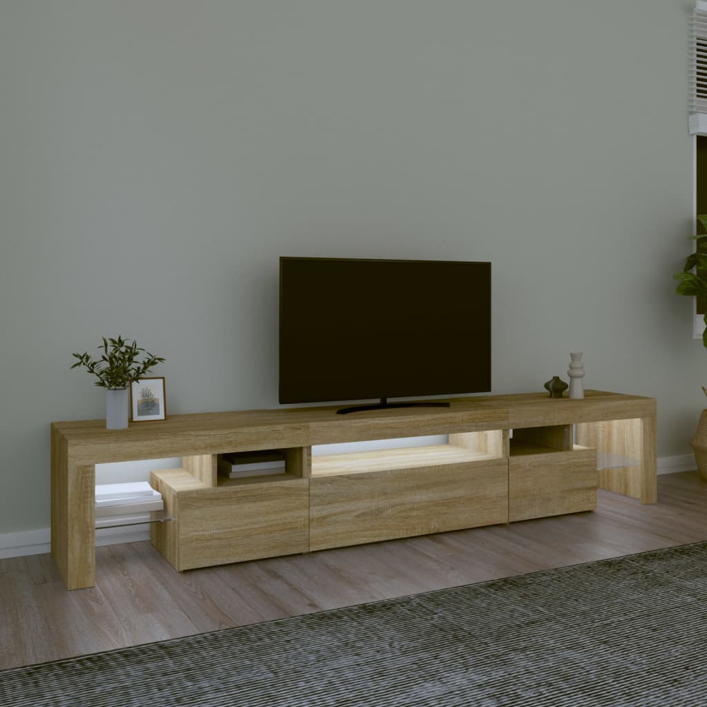 TV Cabinet with LED Lights Sonoma Oak 215x36.5x40 cm