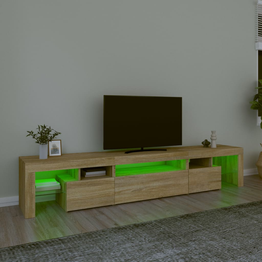 TV Cabinet with LED Lights Sonoma Oak 215x36.5x40 cm