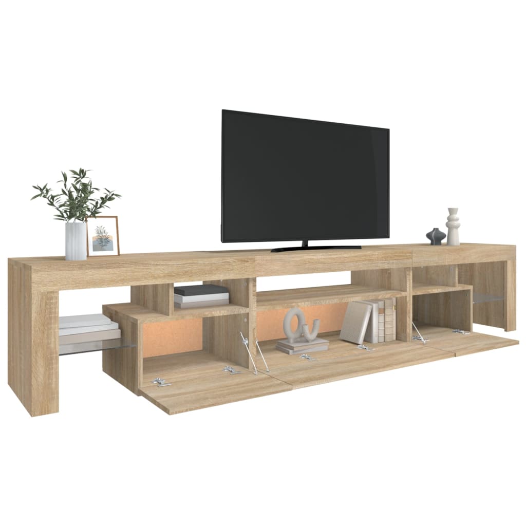 TV Cabinet with LED Lights Sonoma Oak 215x36.5x40 cm