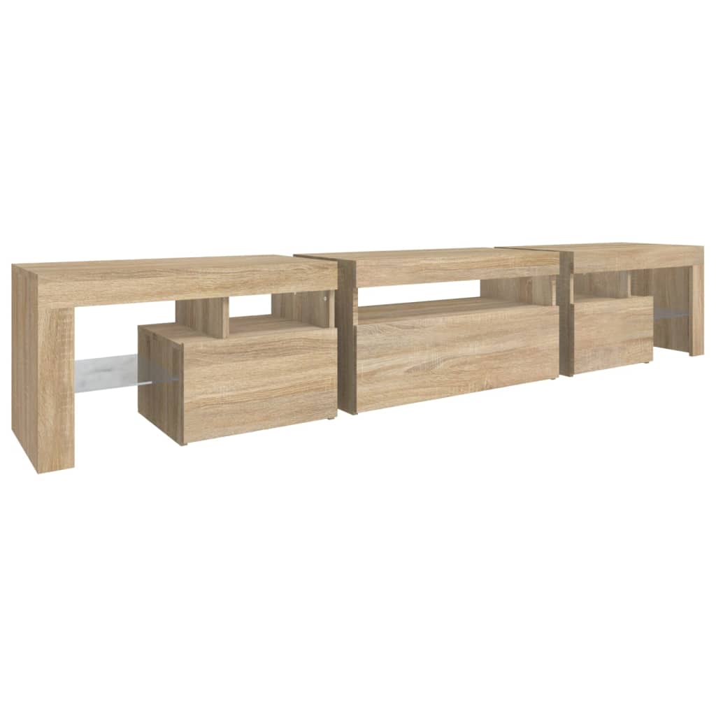 TV Cabinet with LED Lights Sonoma Oak 215x36.5x40 cm