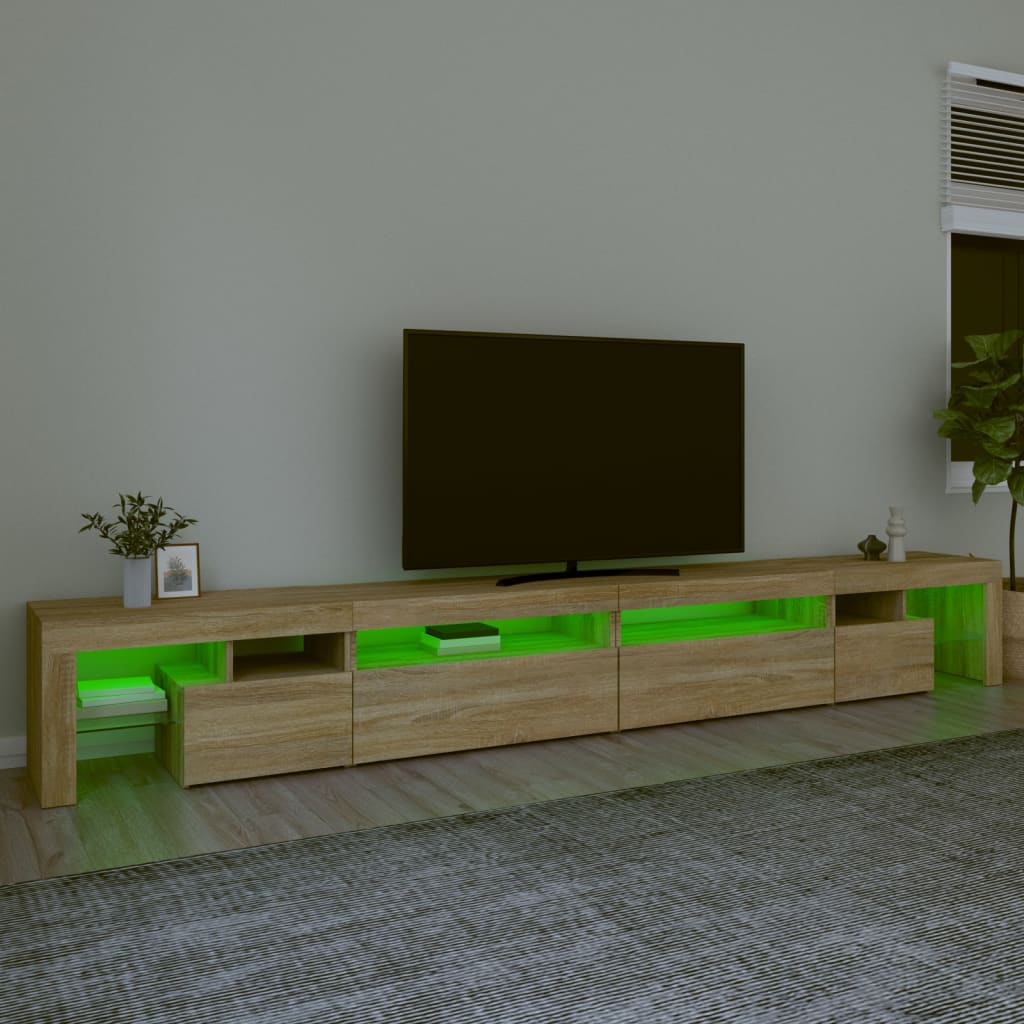 TV Cabinet with LED Lights Sonoma Oak 290x36.5x40 cm