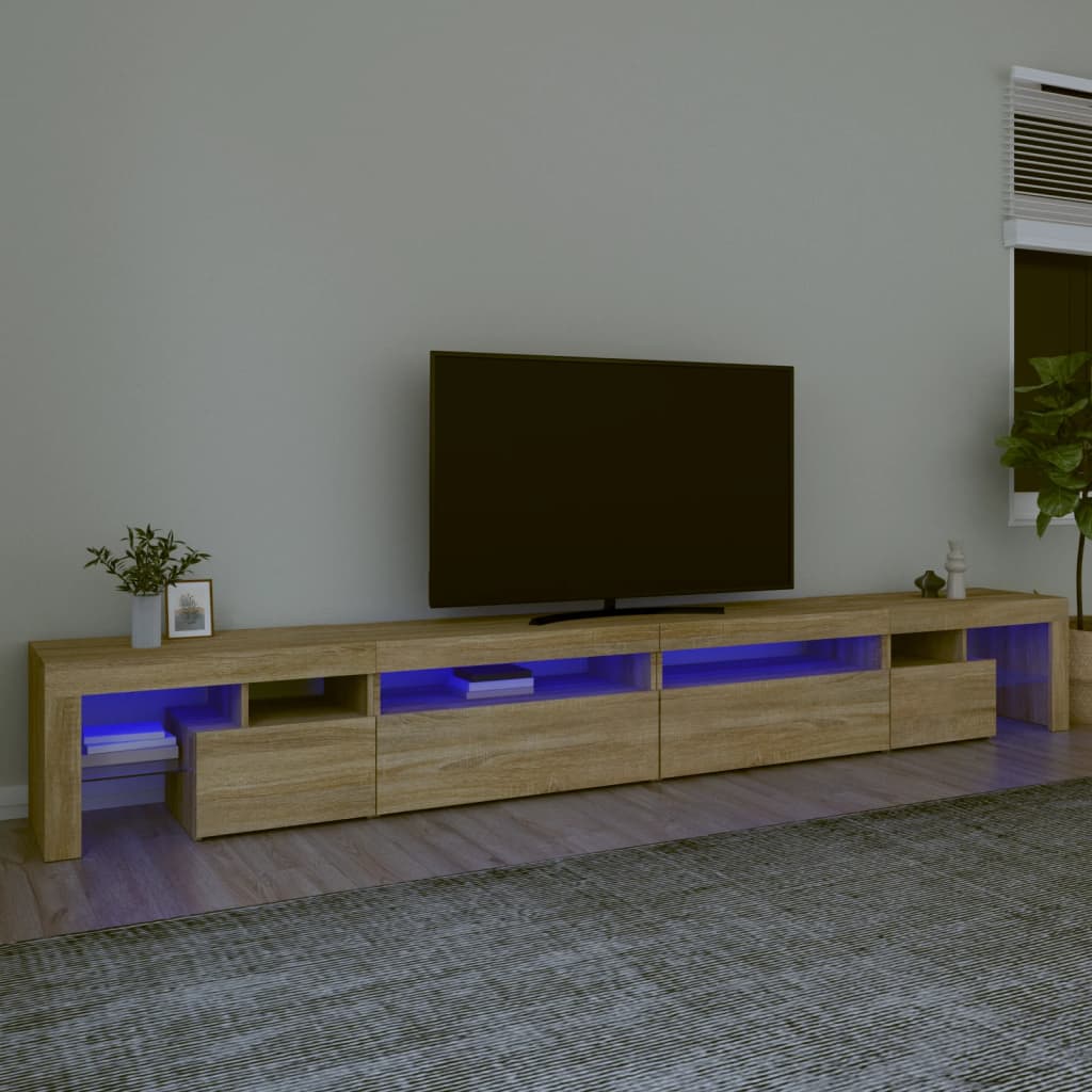 TV Cabinet with LED Lights Sonoma Oak 290x36.5x40 cm