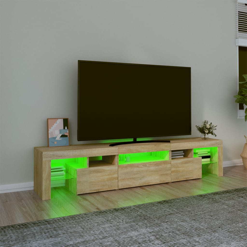 TV Cabinet with LED Lights Sonoma Oak 200x36.5x40 cm