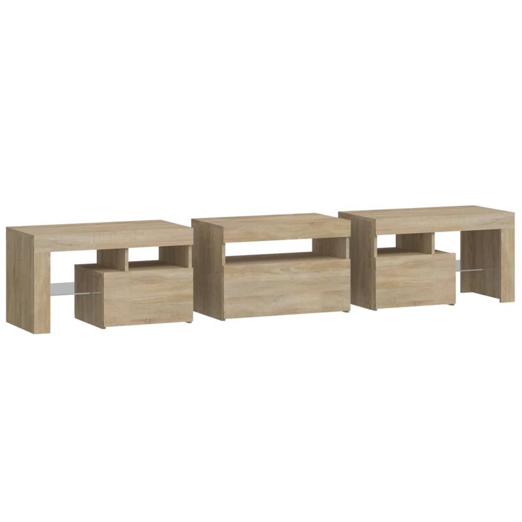 TV Cabinet with LED Lights Sonoma Oak 200x36.5x40 cm