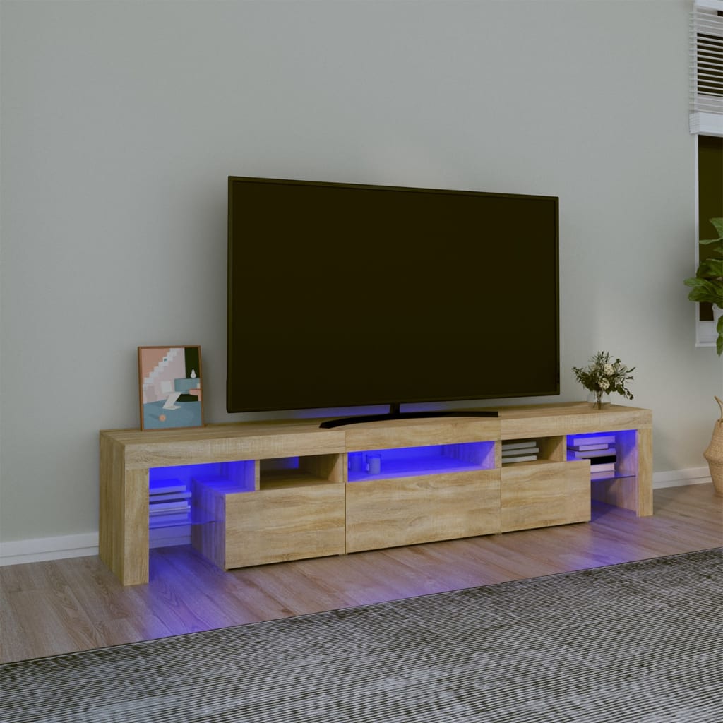 TV Cabinet with LED Lights Sonoma Oak 200x36.5x40 cm