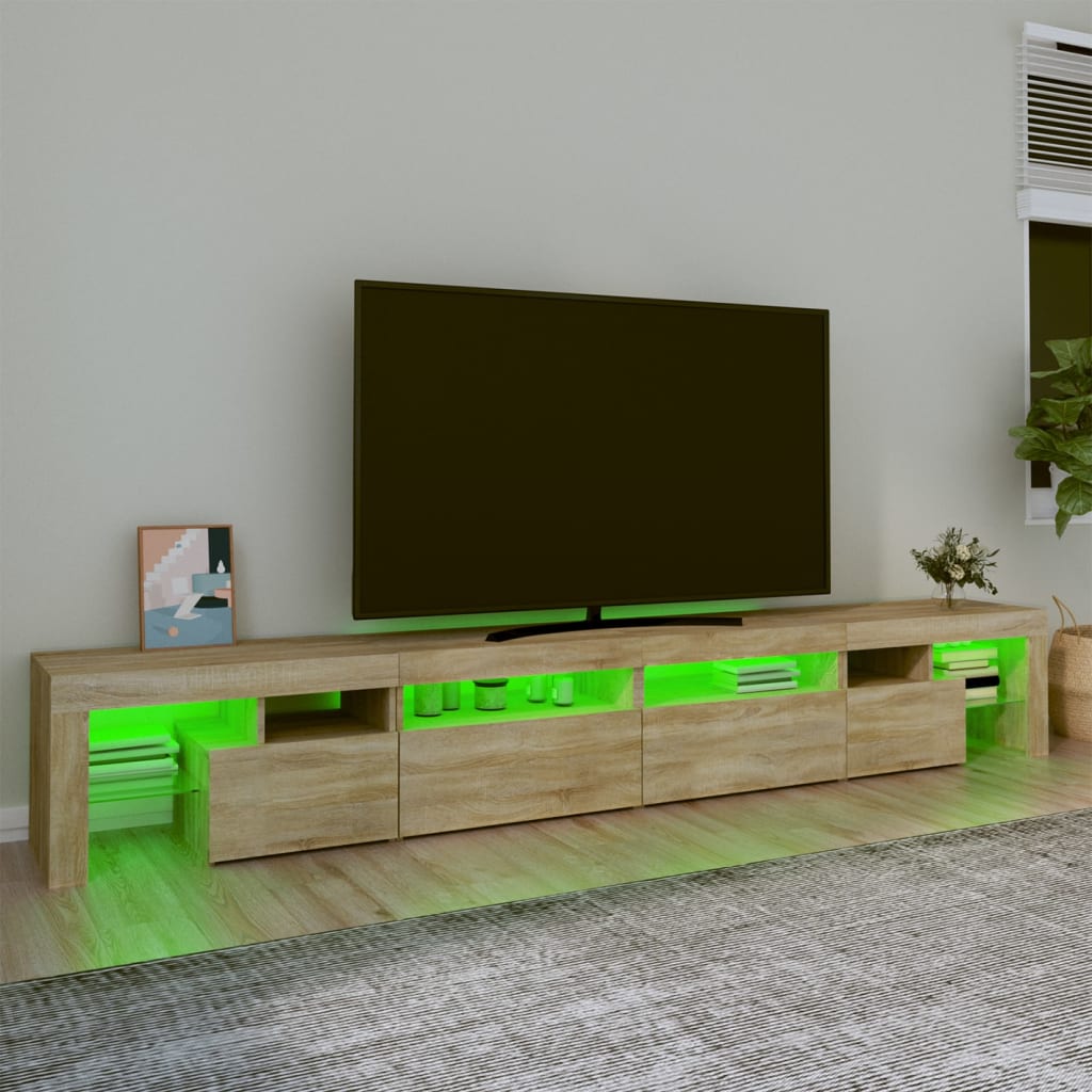 TV Cabinet with LED Lights Sonoma Oak 260x36.5x40 cm