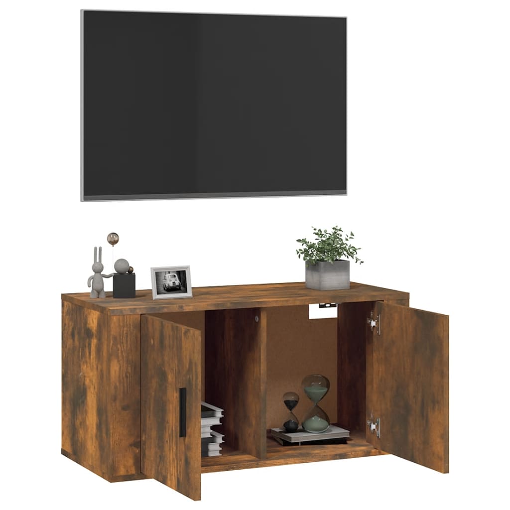 Wall Mounted TV Cabinet Smoked Oak 80x34.5x40 cm