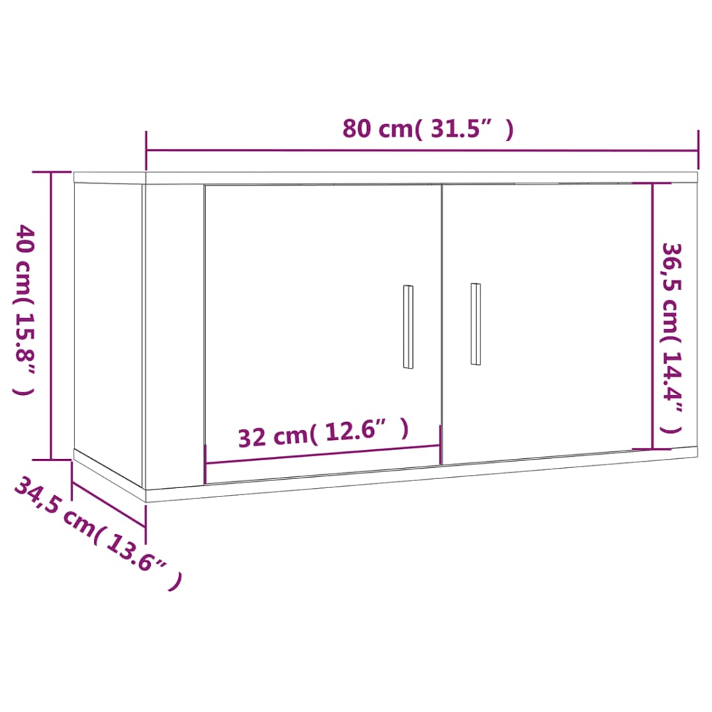 Wall Mounted TV Cabinet Smoked Oak 80x34.5x40 cm