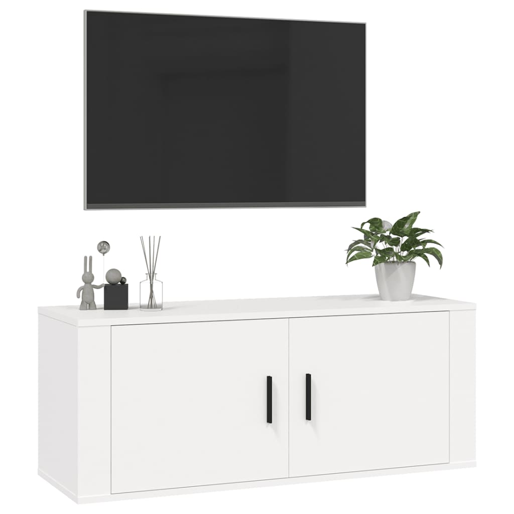 Wall Mounted TV Cabinet White 100x34.5x40 cm