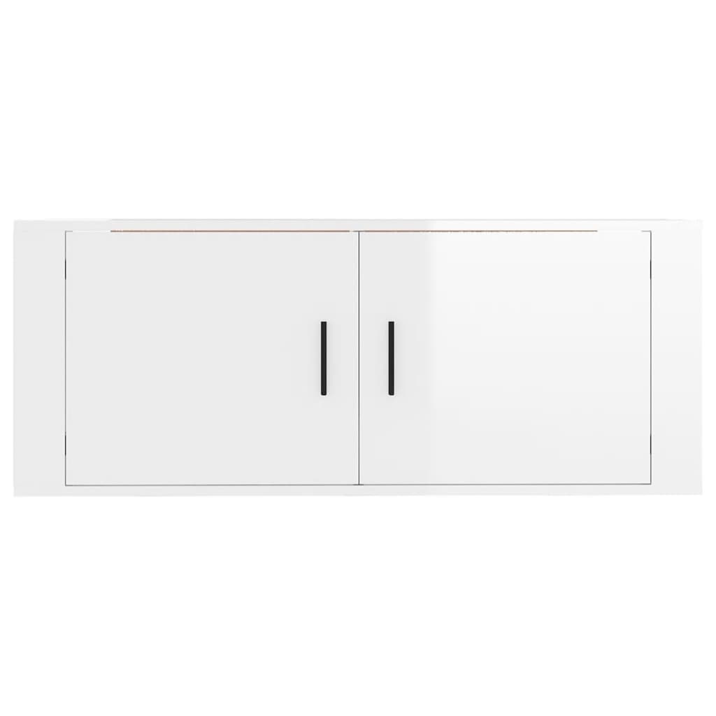 Wall Mounted TV Cabinet High Gloss White 100x34.5x40 cm