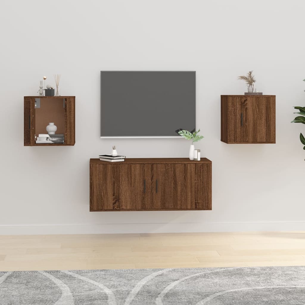 Wall Mounted TV Cabinets 2 pcs Brown Oak 40x34.5x40 cm