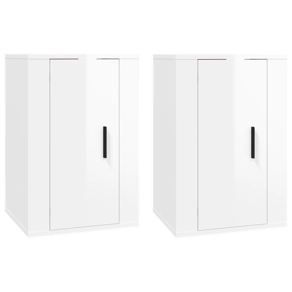 Wall Mounted TV Cabinets 2 pcs High Gloss White 40x34.5x60 cm