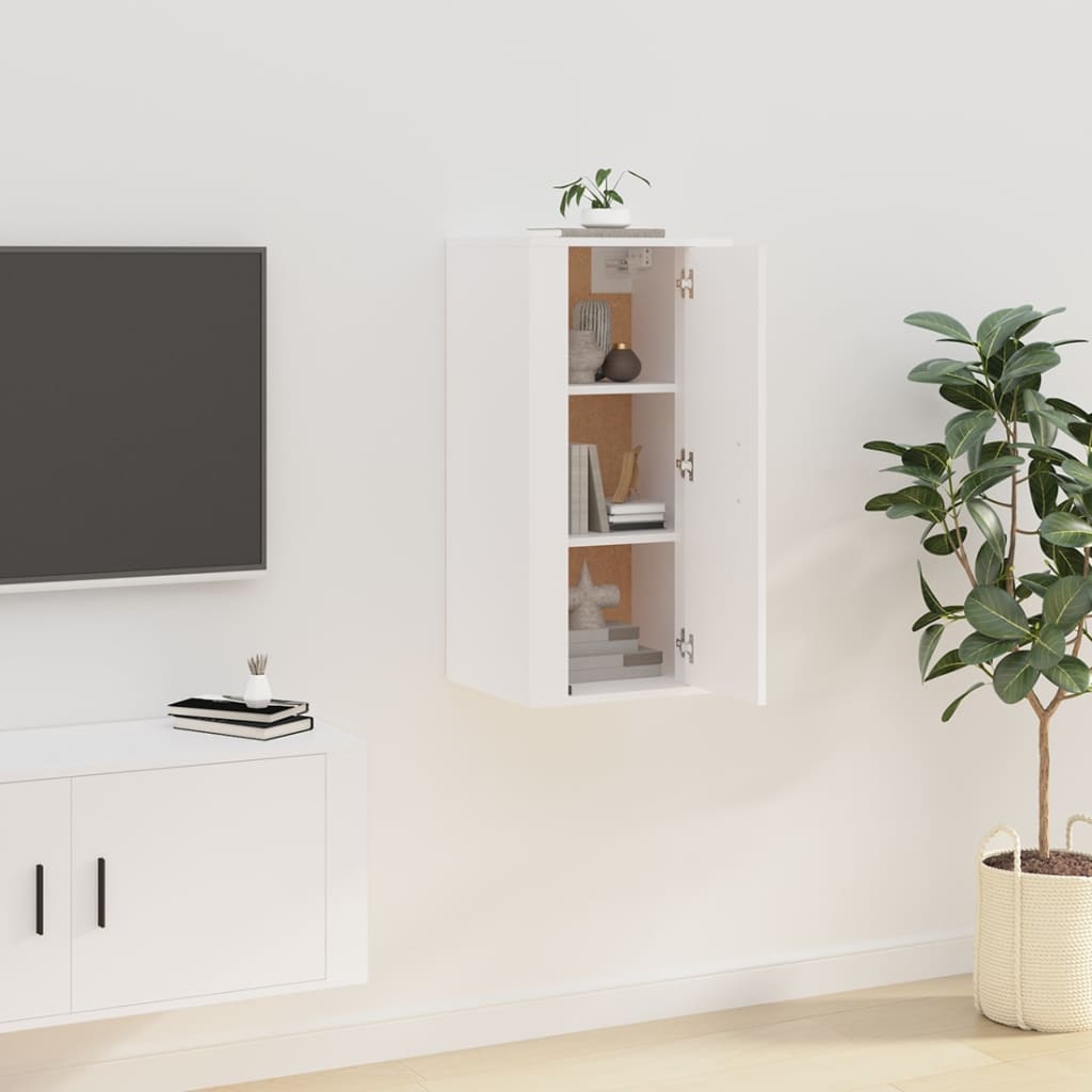 Wall Mounted TV Cabinet White 40x34,5x80 cm