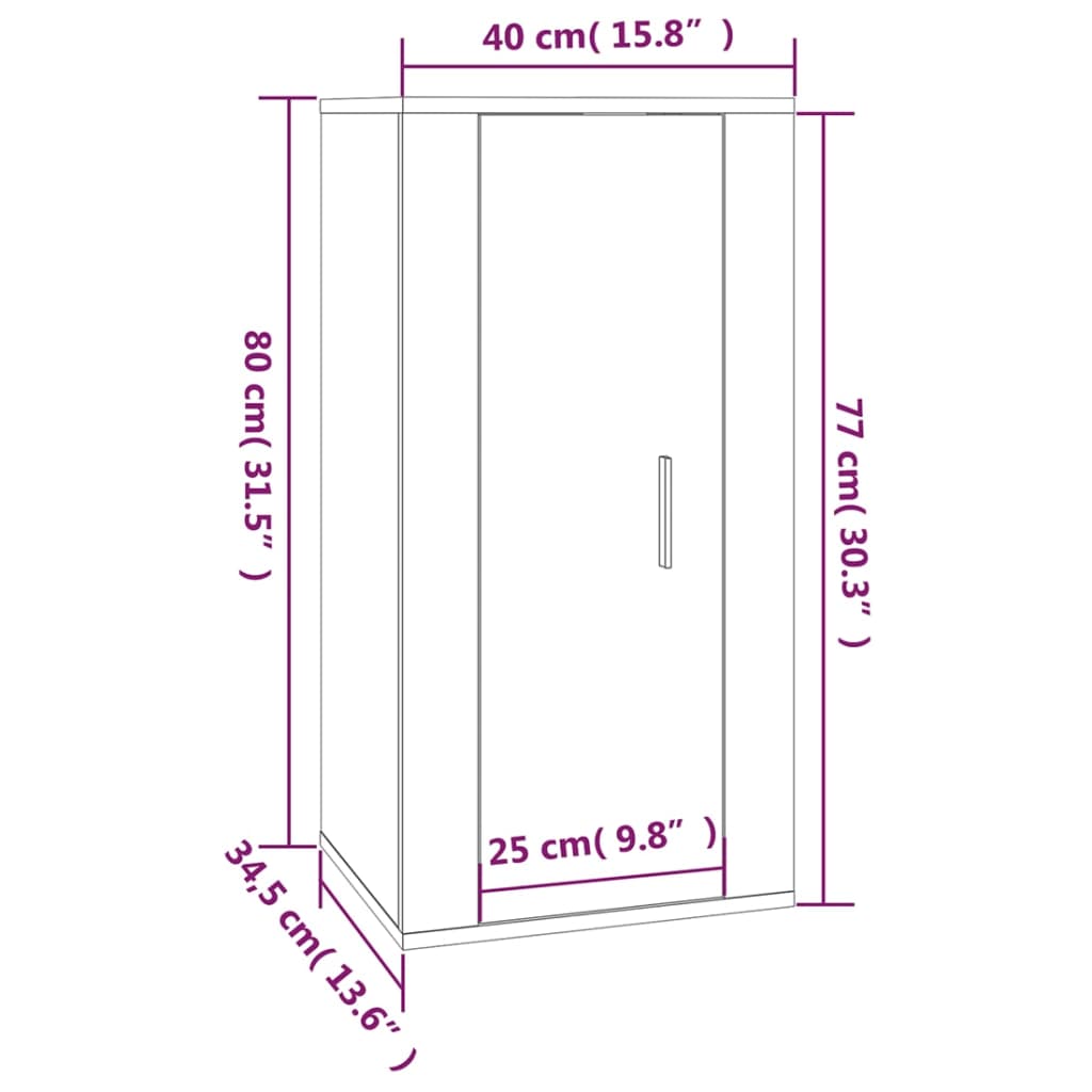 Wall Mounted TV Cabinet White 40x34,5x80 cm