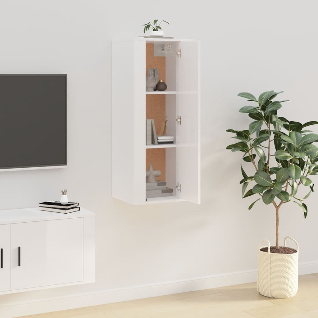 Wall Mounted TV Cabinet High Gloss White 40x34,5x100 cm