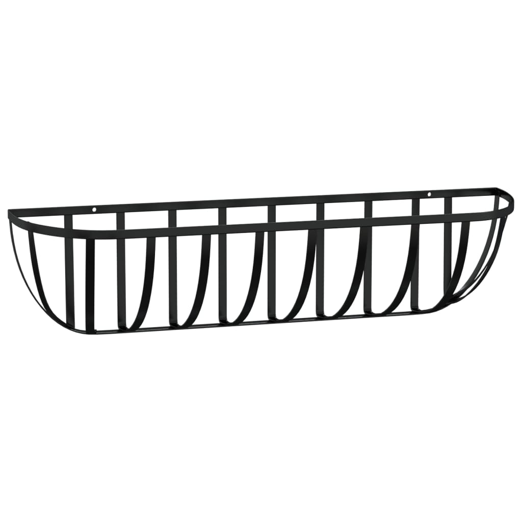 Wall Troughs 2 pcs with Coco Liners Black 61x19x16 cm Steel