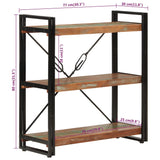 3-Tier Bookcase 77x30x80 cm Solid Wood Reclaimed and Iron