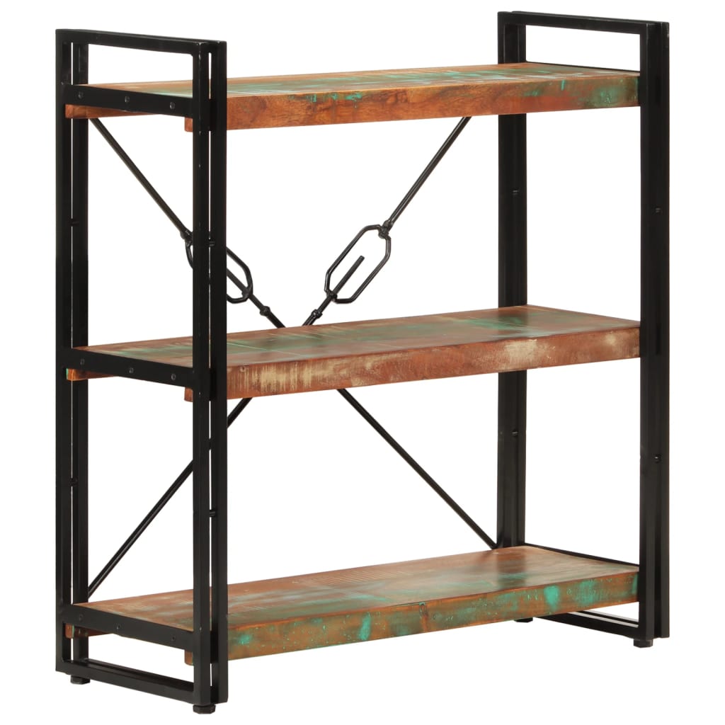 3-Tier Bookcase 77x30x80 cm Solid Wood Reclaimed and Iron