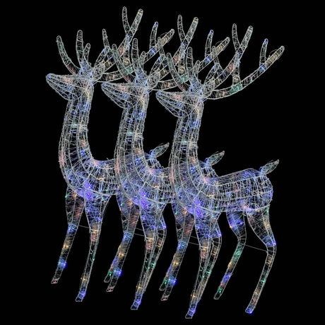 XXL Acrylic Christmas Reindeers 250 LED 3 pcs 180 cm Multicolour