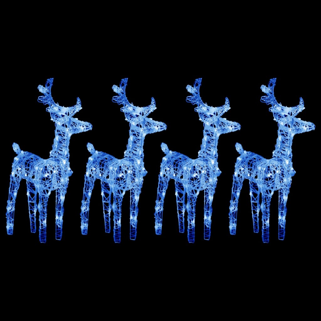 Christmas Reindeers 4 pcs Blue 160 LEDs Acrylic