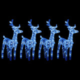 Christmas Reindeers 4 pcs Blue 160 LEDs Acrylic