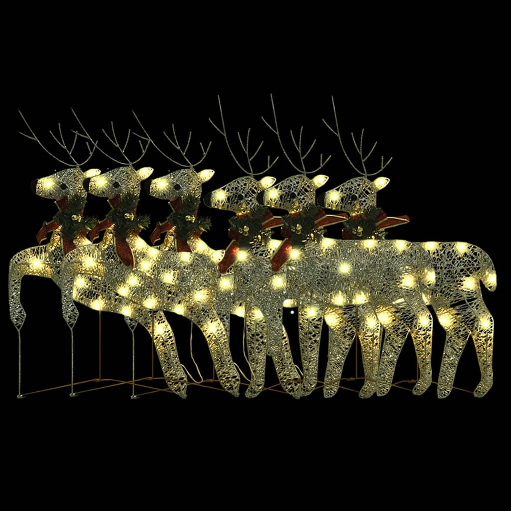 Christmas Reindeers 6 pcs Gold 120 LEDs