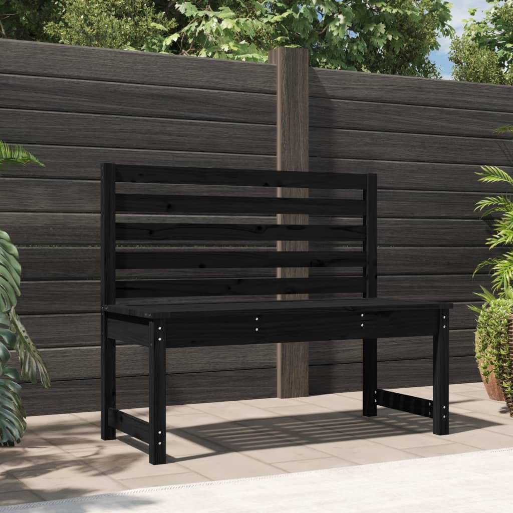 Garden Bench Black 109 cm Solid Wood Pine