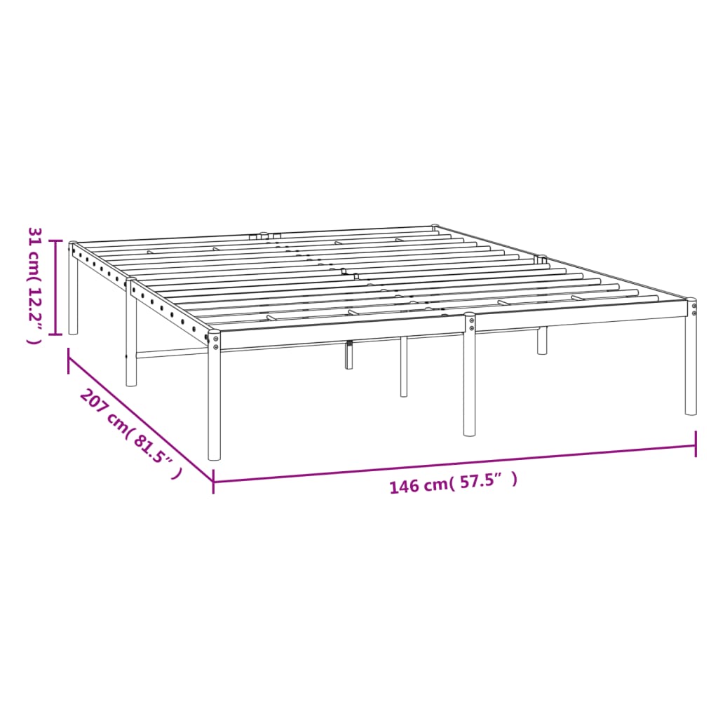 Metal Bed Frame without Mattress Black 140x200cm