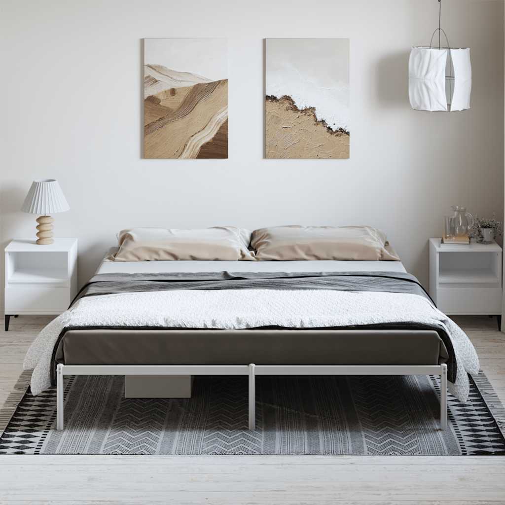 Metal Bed Frame without Mattress White 183x213cm