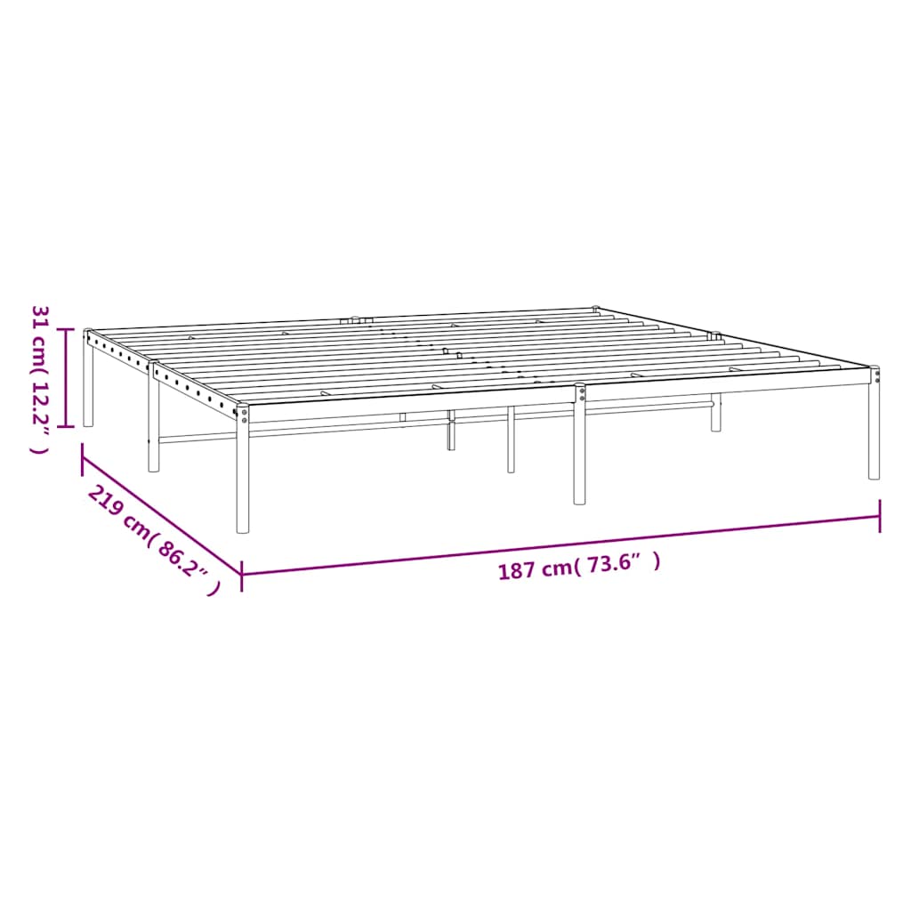 Metal Bed Frame without Mattress White 183x213cm