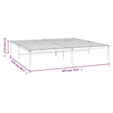 Metal Bed Frame without Mattress White 183x213cm