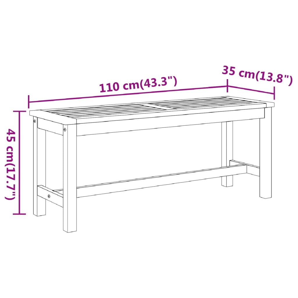 Garden Bench 110x35x45 cm Solid Wood Acacia