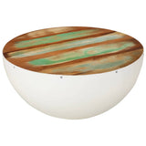 Bowl-shaped Coffee Table White Ø50x24 cm Solid Wood Reclaimed