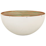 Bowl-shaped Coffee Table White Ø50x24 cm Solid Wood Reclaimed