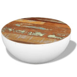 Bowl-shaped Coffee Table White Ø50x24 cm Solid Wood Reclaimed