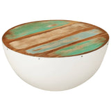 Bowl-shaped Coffee Table White Ø50x24 cm Solid Wood Reclaimed