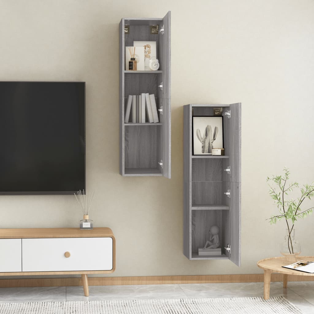 Wall-mounted TV Cabinets 2 pcs Grey Sonoma 30.5x30x110 cm