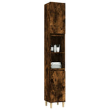 Bathroom Cabinet Smoked Oak 30x30x190 cm Engineered Wood