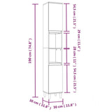 Bathroom Cabinet Smoked Oak 30x30x190 cm Engineered Wood